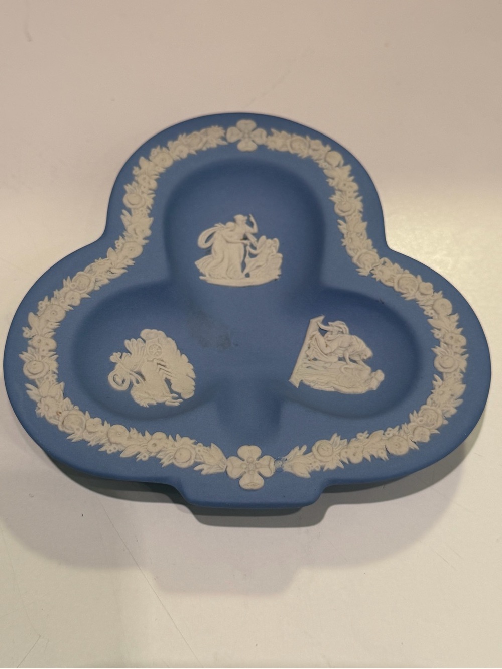 Wedgwood Blue and White Jasperware Three-Section Dish